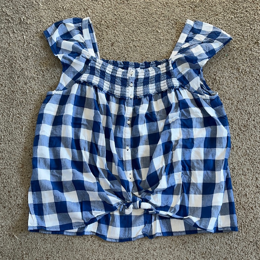 Old Navy blue & white checker Top